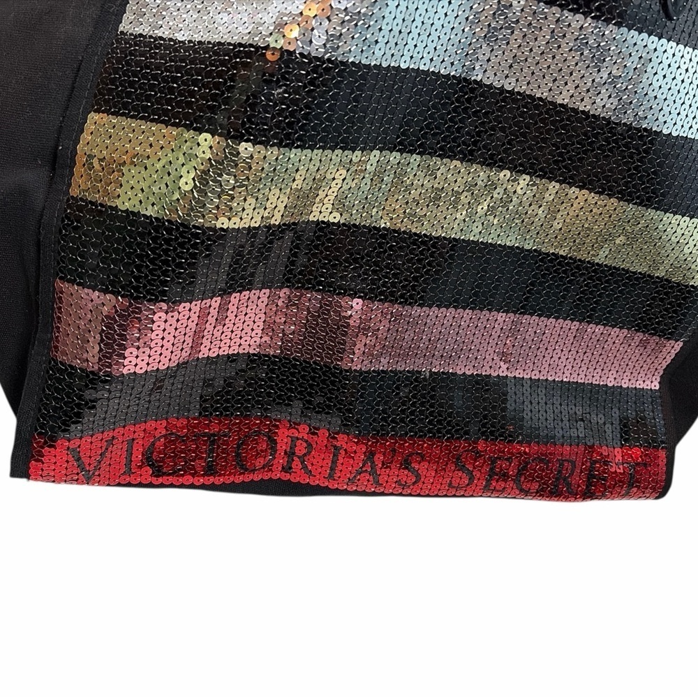 Victoria's Secret Large Tote Bag Weekender Black Sequined Reusable Bag - Picture 2 of 8